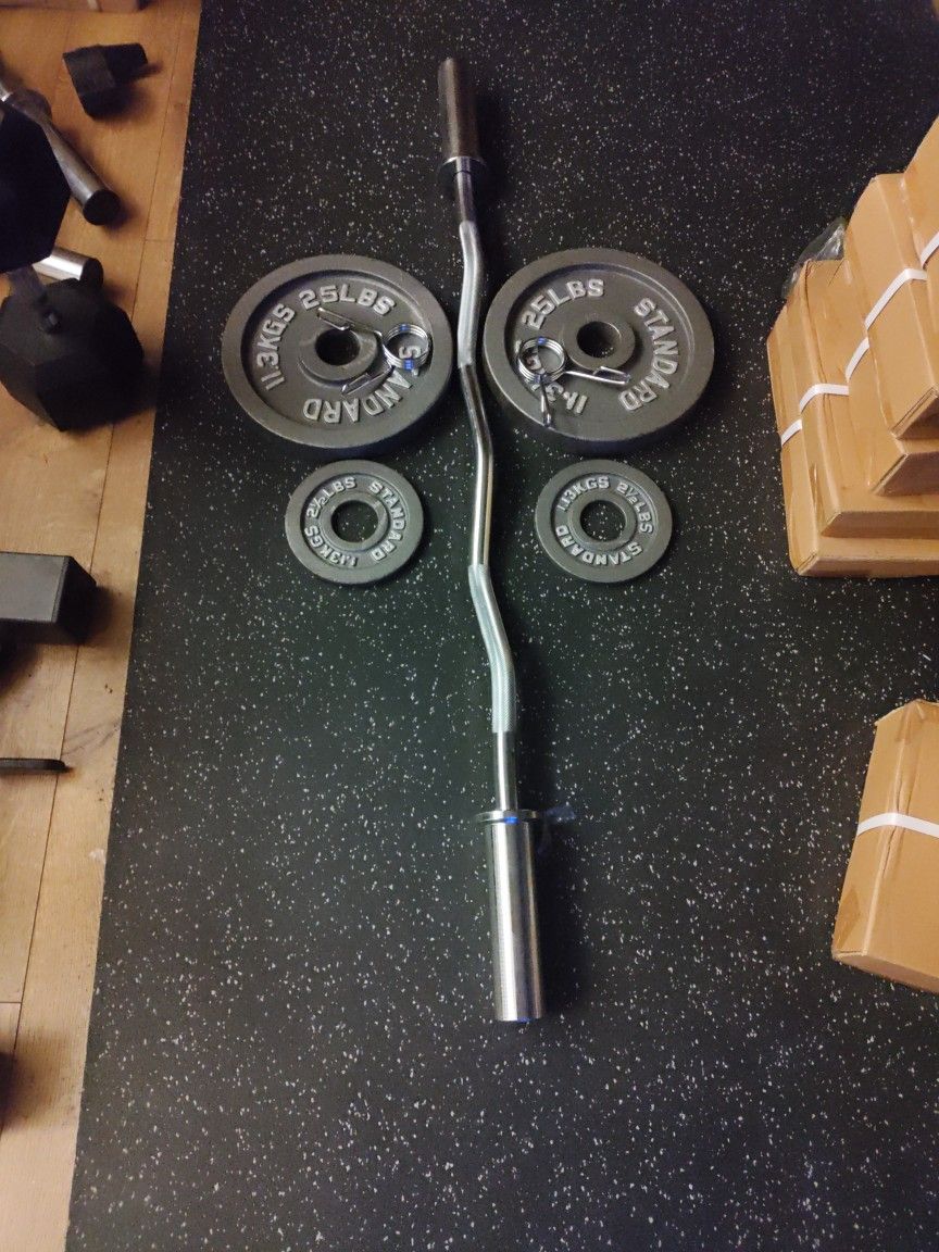 Olympic Curl Bar With Weights