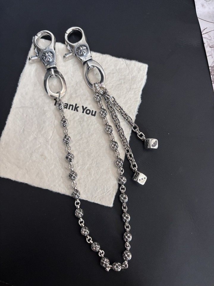 Chrome hearts cross waist bag chain lobster buckle design hanging dice bag chain
