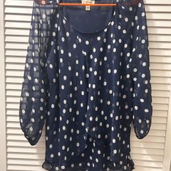 Navy And White Polka Dot Top. 1 X. New No Tags  