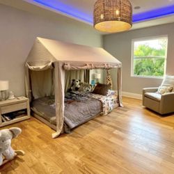 COLE HOUSE BED Frame (no Mattress) Grey Solid Wood House Rh Queen Bed 