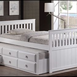 Captain Twin/Twin Storage Daybed With Both Mattresses Included  