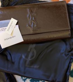 Authentic Brown Leather Clutch Great Condition Like New