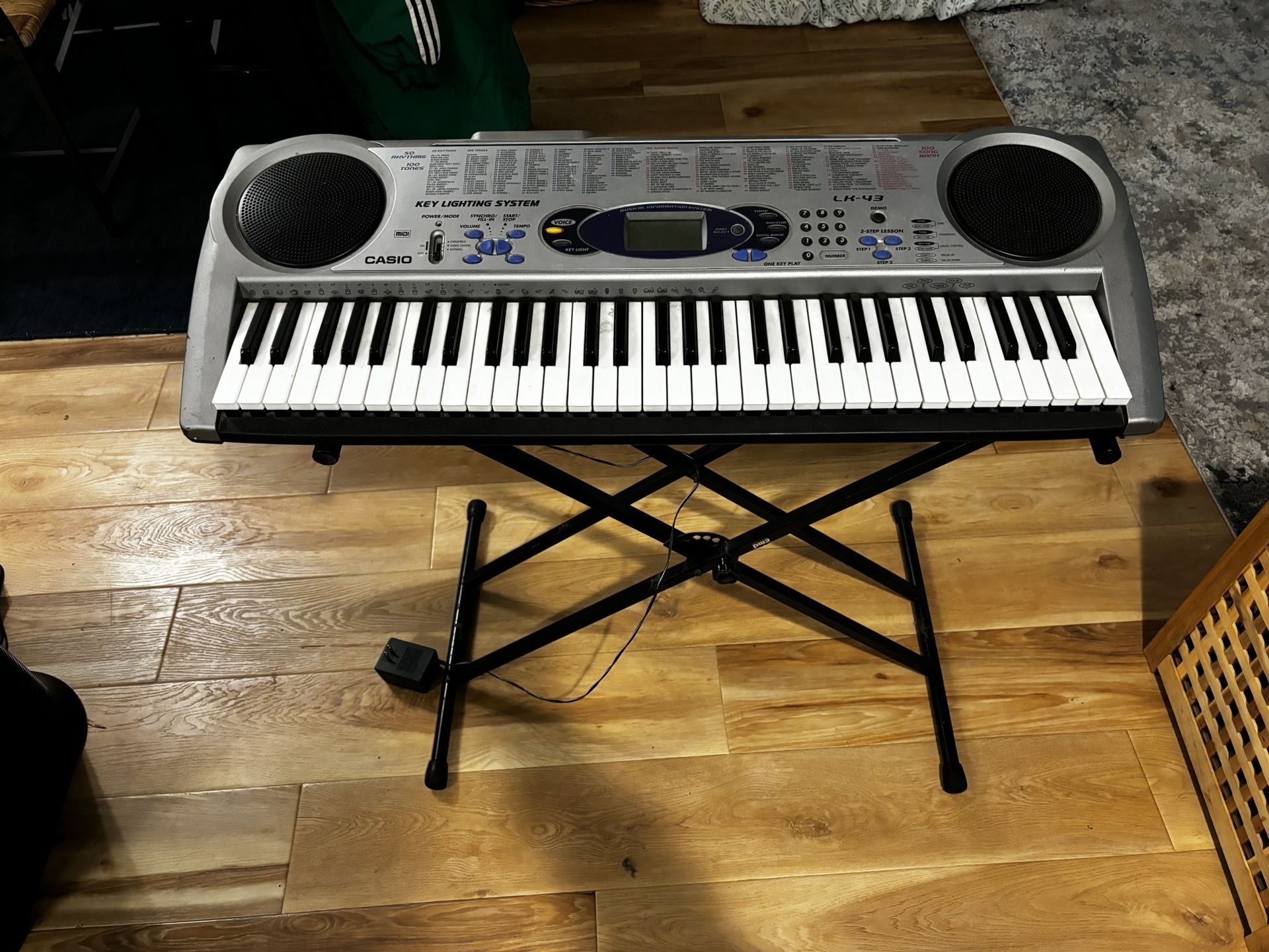 Used Casio Digital Keyboard LK-43 Lighted Keys Teaching System