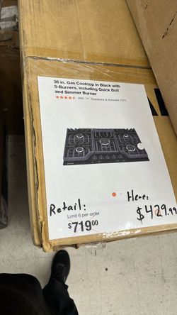 Frigidaire 36-Inch Black Gas Cooktop 5-Burner