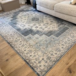 Washable Blue Rug