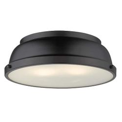 Duncan 14 inch flush ceiling 2 light matte black finish