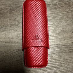 Mantis Red Leather Two  Count Cigar Case New