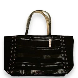 Victoria Secret Lace Up Corset Black Rose Gold Tote Bag
