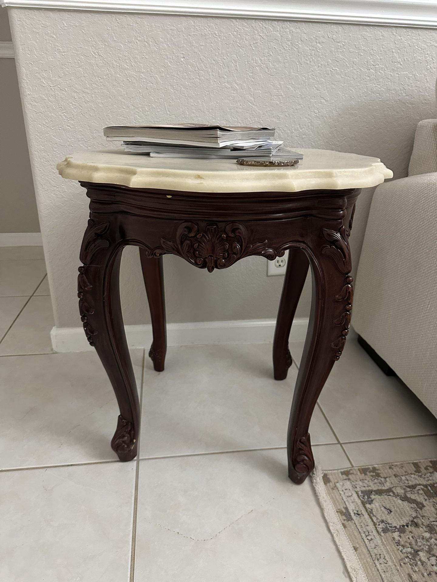 Vintage/ Antique Victorian Marble Top Side Table 