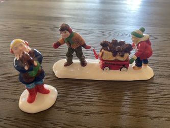 Dept 56 Christmas Puppies Snow Village Set of 2