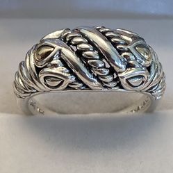 STERLING SILVER JAI RING WITH 14KT YELLOW GOLD ACCENTS