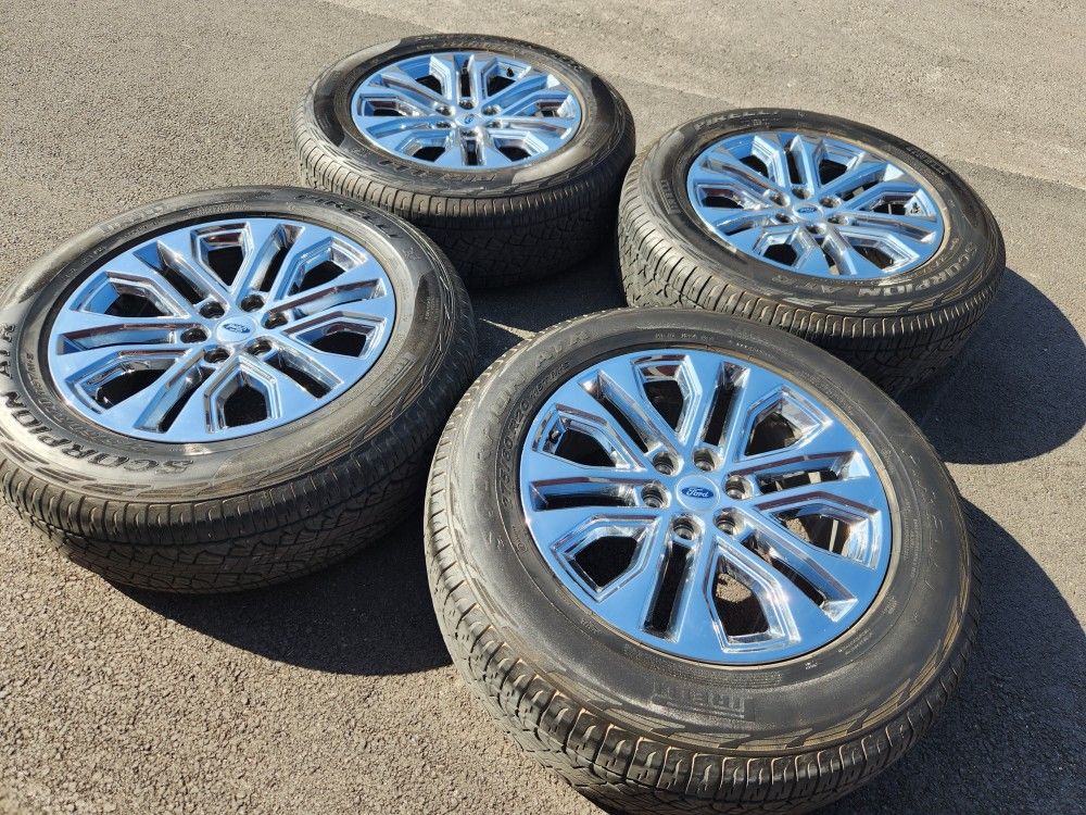 20" ford f150 chrome oem wheels and tires