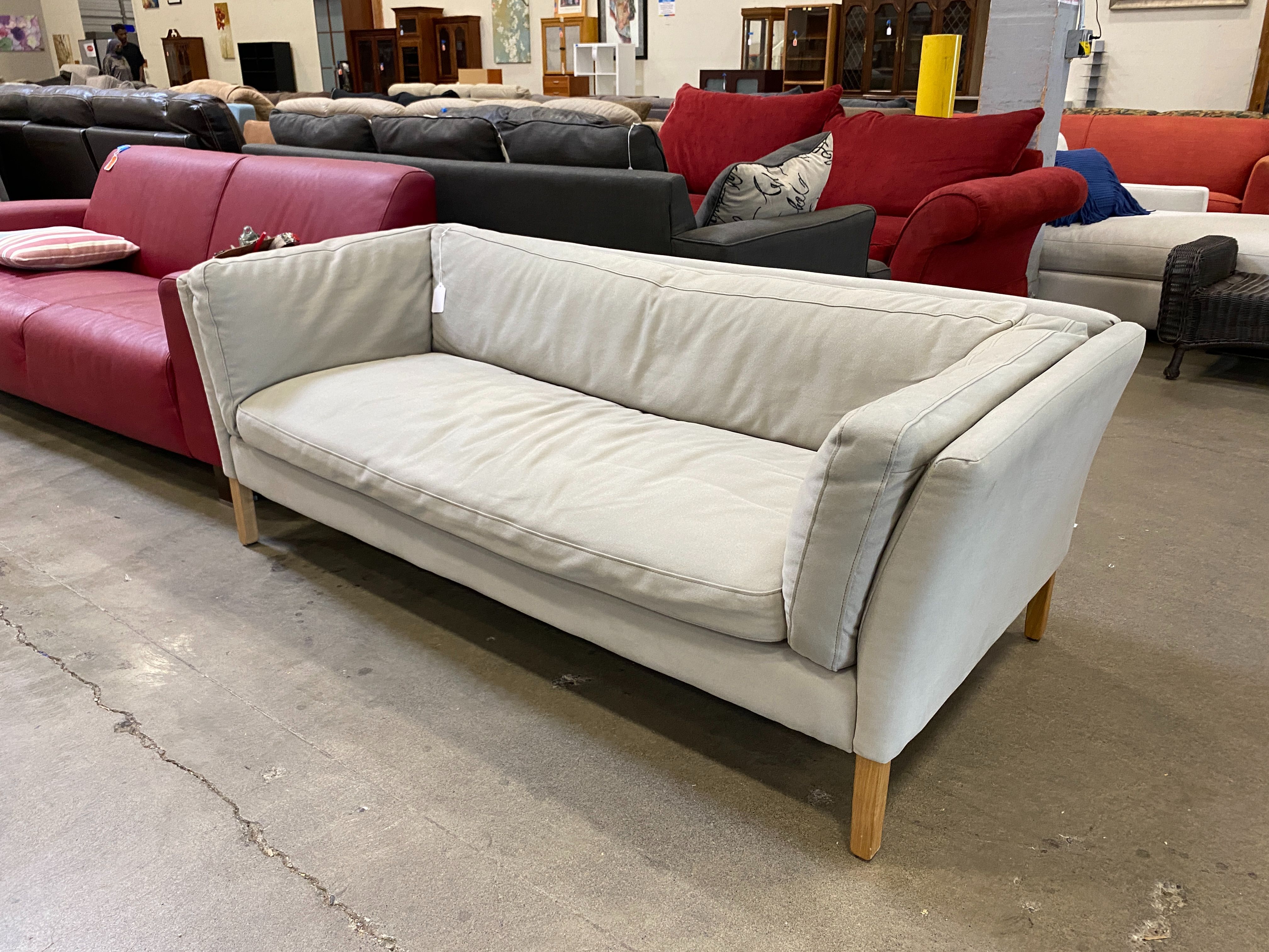 RESTORATION HARDWARE Sorensen Light Grey Bench-Seat Sofa
