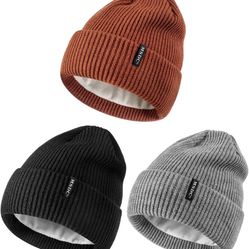 3 Pack, Winter Hats for Women Men Fleece Lined Warm for Cold Weather, Beanie for Women Fashion Skull Cap