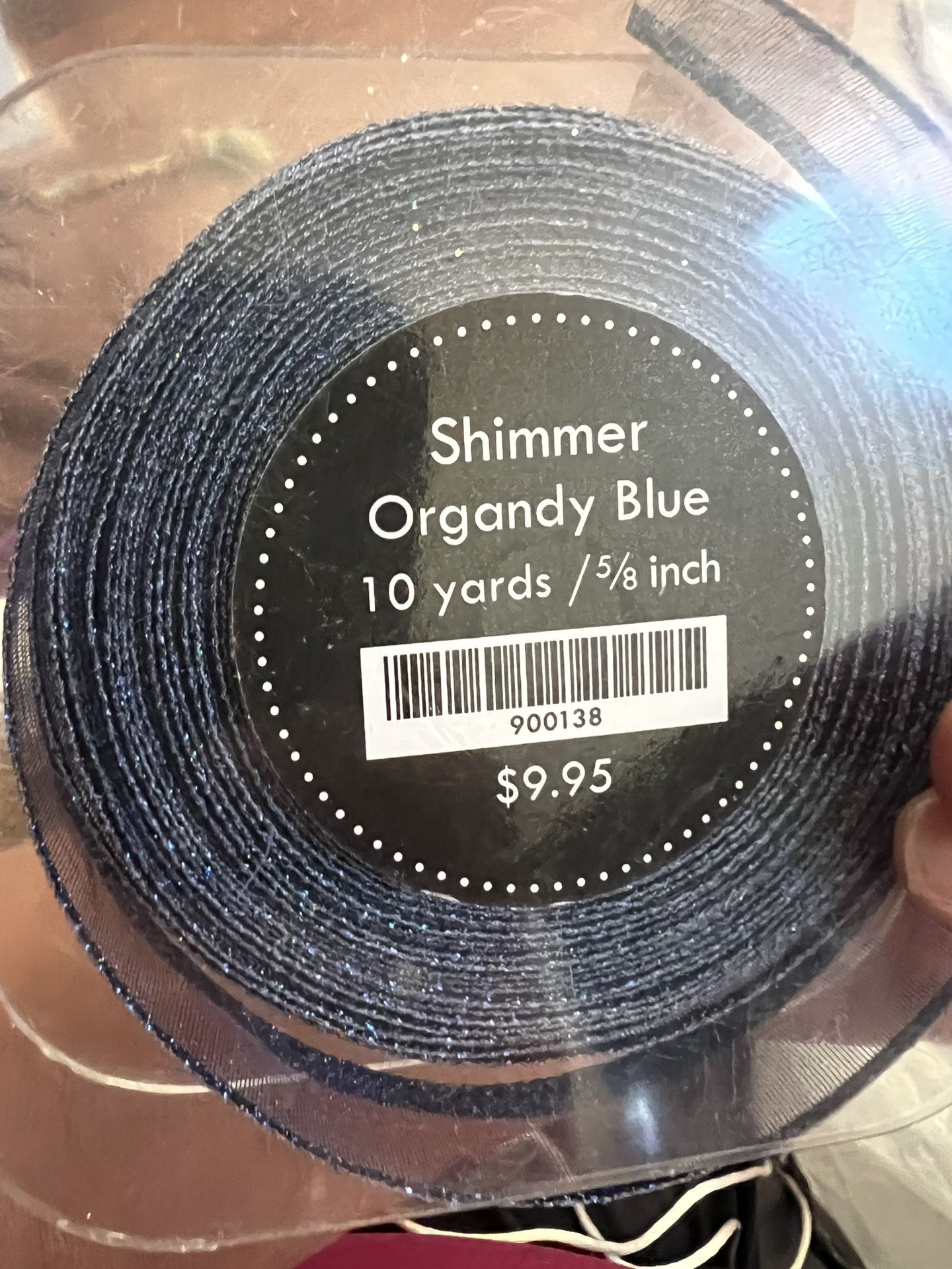 Papersource Ribbon Shimmer Organdy Blue 10 yards / ⅝ inch