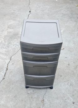 Small Smoke Grey sterilite 4 Droor Storage Dresser With Wheels