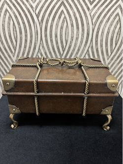 Vintage palecek metal chest hinged storage box