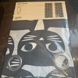 NEW IKEA MATTRAM BLACK CAT NIINA AALTO EYELET CURTAINS 145cm (57”) X 250cm (95”)