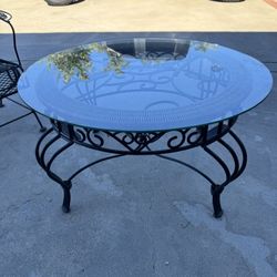 Wrought Iron Glass Top Coffee Table