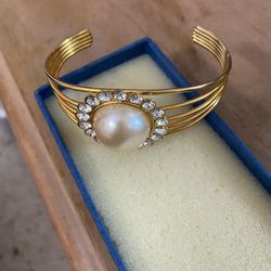 Pulsera Laminada Caña Perla Joya Antigua 