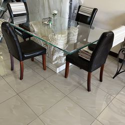 Glass Dining Room Table With 4 Chairs 