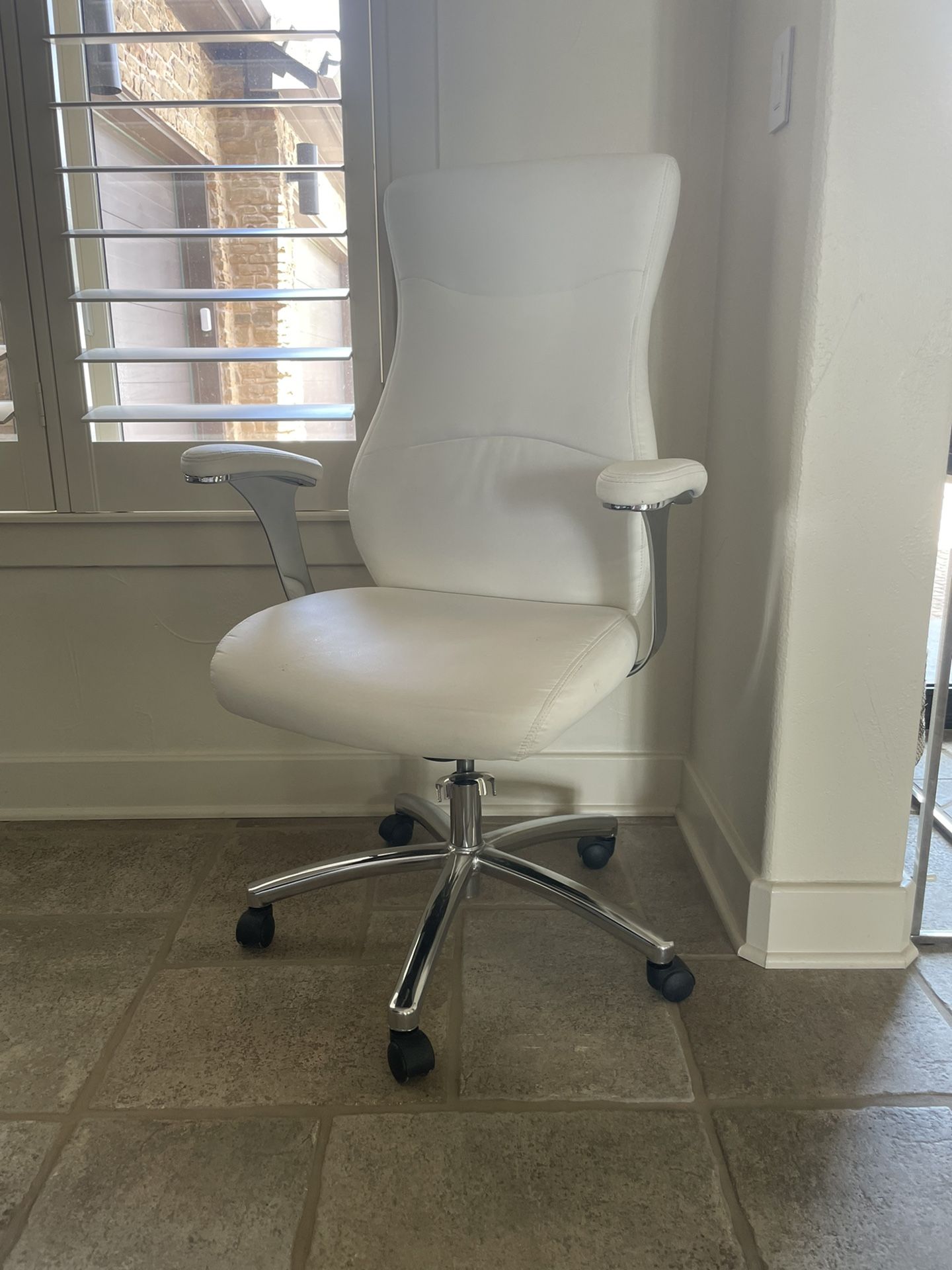 White Faux leather Office Chair 