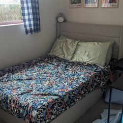 Full bed frame and mattress with storage underneath