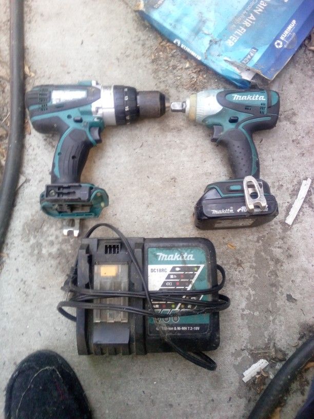 Makita 1/2inch Drive Impact And Drill And Battery And Rapid Charger $100