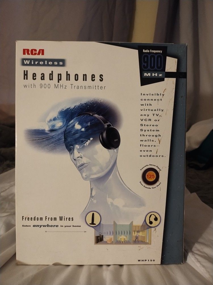 Headphones 900 MHz Transmitter RCA WHP150 Headband Wireless Opened Box