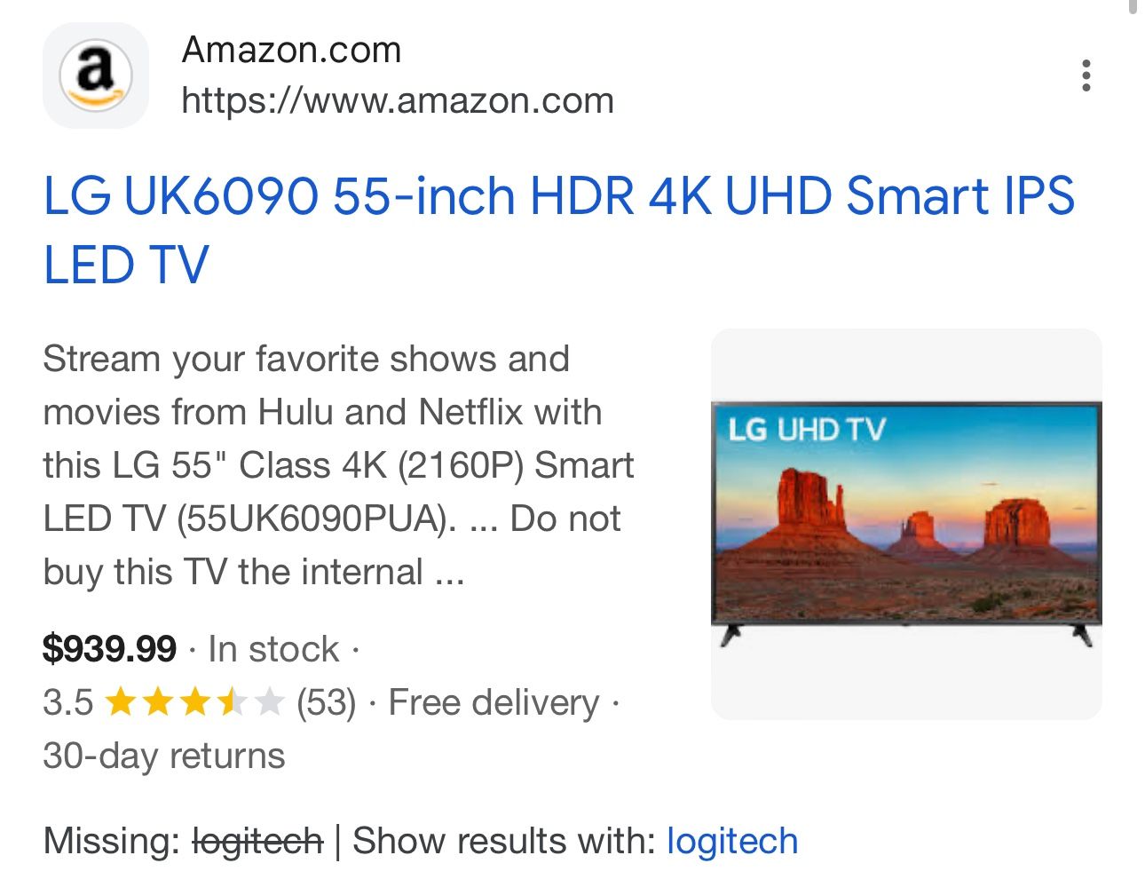 LOGITECH 55” 4K TV