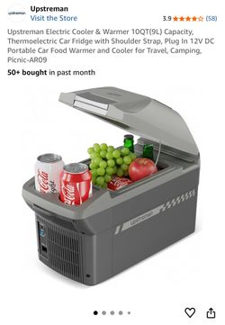 Upstreman Electric Cooler & Warmer 10QT(9L) Capacity, Thermoelectric Car Fridge with Shoulder Strap, Plug In 12V DC Portable Car Food Warmer and Coole