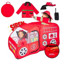 Firetruck Play Tents with Sirens and Fireman Sounds for Girls, Boys, & Toddlers 