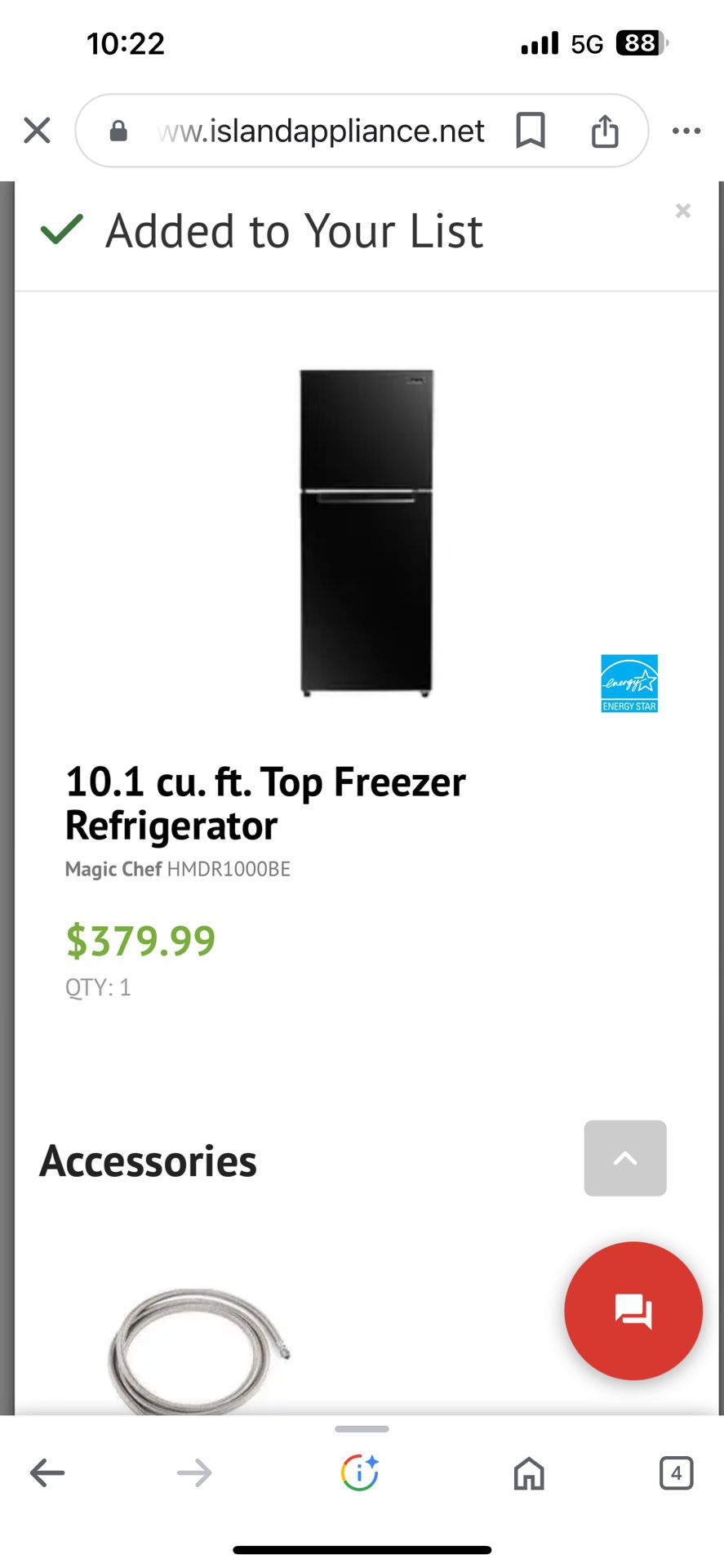 Black Magic Chef 10.1 Top Freezer Refrigerator