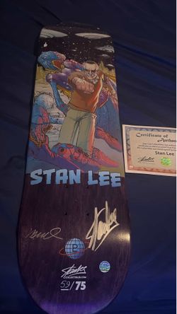 Stan Lee and Humberto SIGNED skateboard RARE
