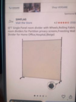 SIMFLAG 6FT Rolling Fabric Room Divider Beige