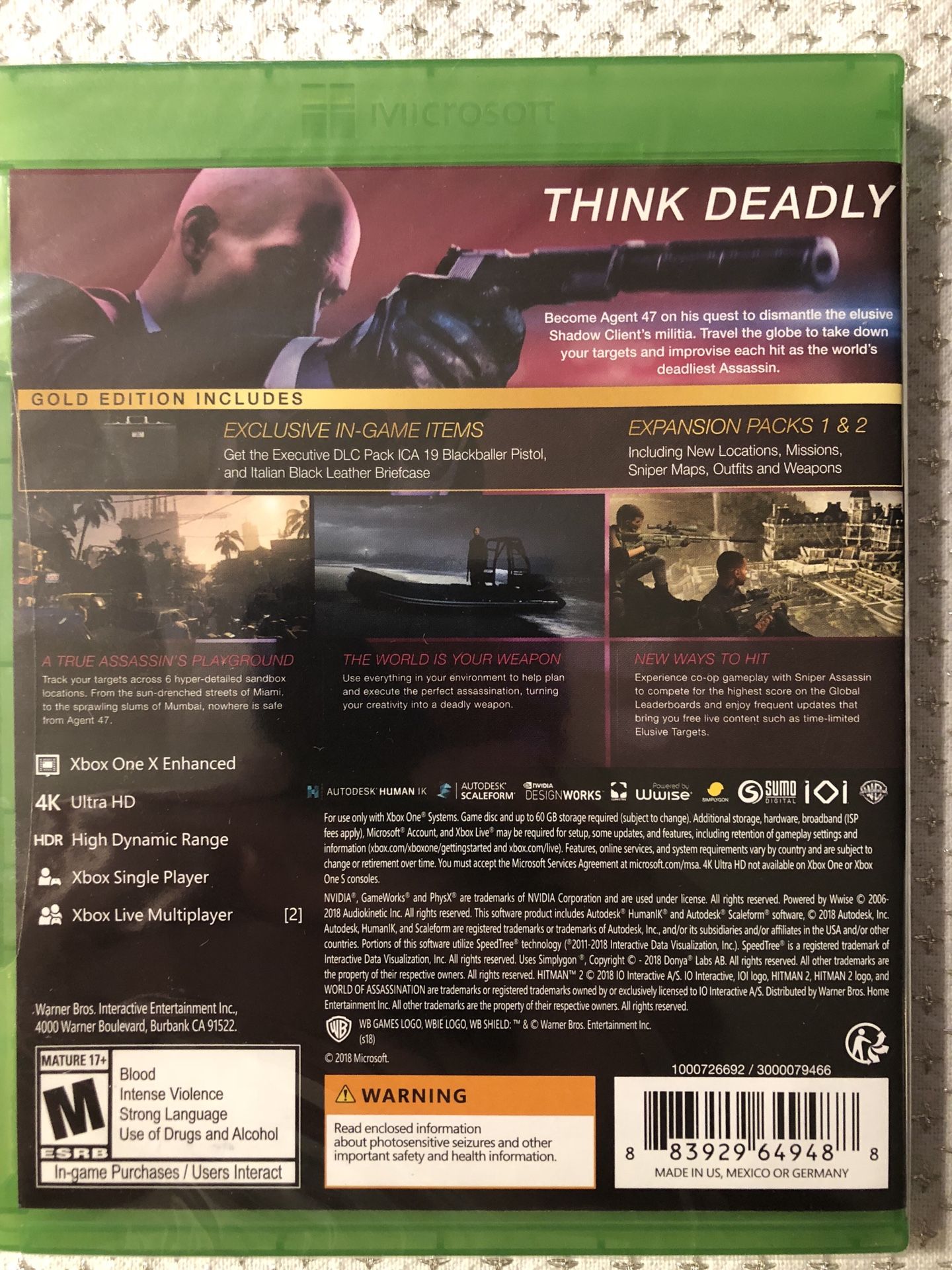 Hitman GOLD EDITION Xbox one NEW
