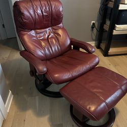 Leather Swivel Recliner And Ottoman