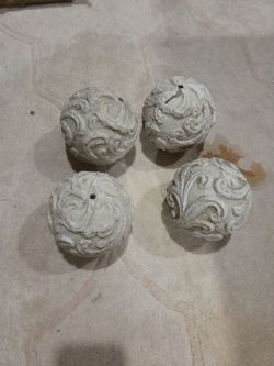 Set of 4 Decorative Carved Stone Balls