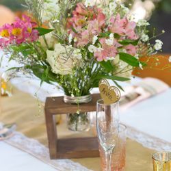 Flower Wood Vase Centerpiece
