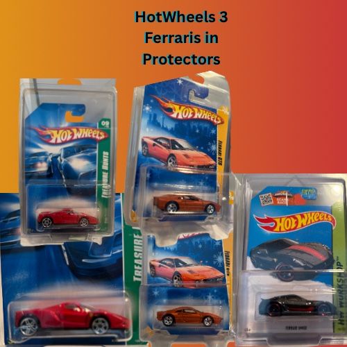 3 HotWheels Ferraris In Protectors