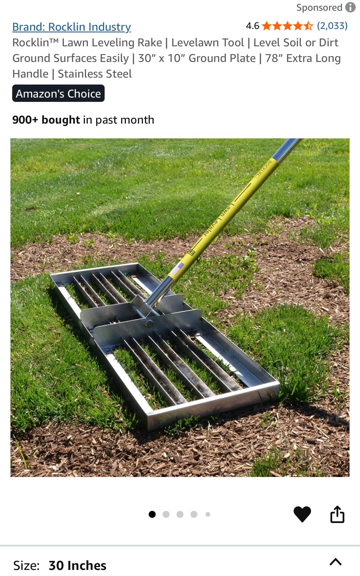 Rocklin™ Lawn Leveling Rake | Levelawn Tool | Level Soil or Dirt Ground Surfaces Easily | 30” x 10” Ground Plate