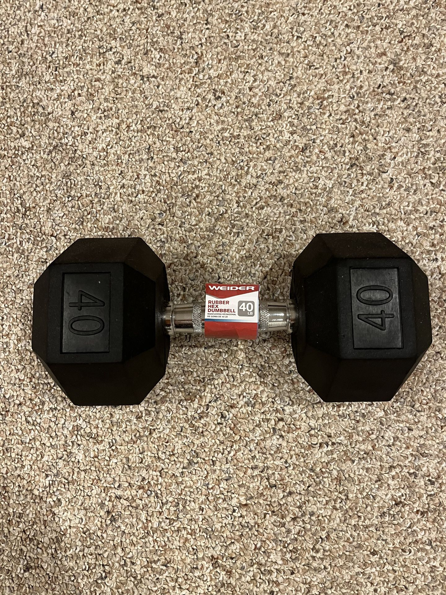 Weider 40 Lbs Rubber Hex Dumbbell – Single