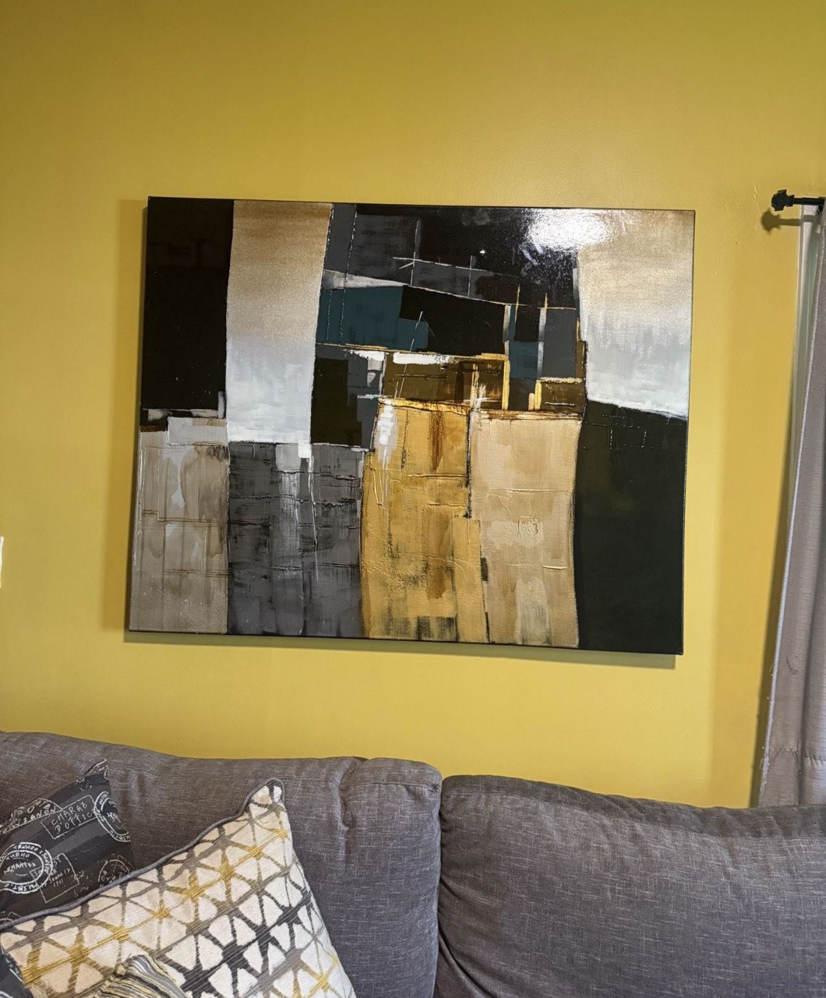 Large Modern Abstract Art Painting - Original 50” X 40” With High Gloss Finish