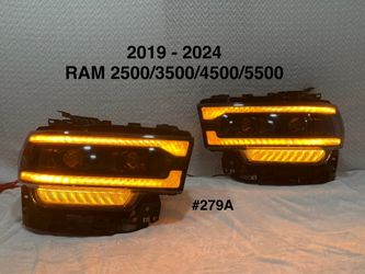 2019 TO 2024 Dodge RAM 2500 / 3500 / 4500 / 5500 PROJECTOR HEADLIGHT SEQUENTIAL LED STRIP SWITCHBACKS