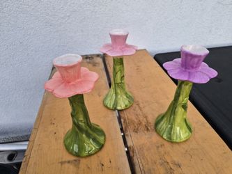 Vintage ceramic flower-shaped candle holders