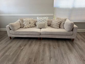 Oversized Beige Corduroy 2 Piece Sofa