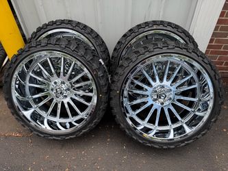 NEW 24x12 chrome TIS wheels wrapped in 33x13.50r24lt atturo mts tires