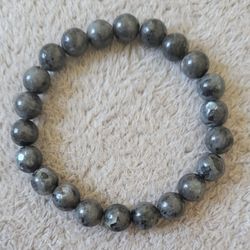 Natural Black Labradorite Smooth Beaded Stretchy Bracelet , new, 7 1/4 inch