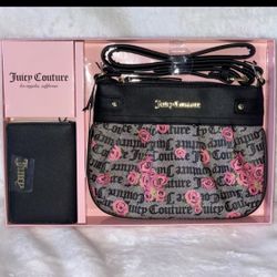 Juicy Couture Pink Blooms Crossbody and Wallet Set