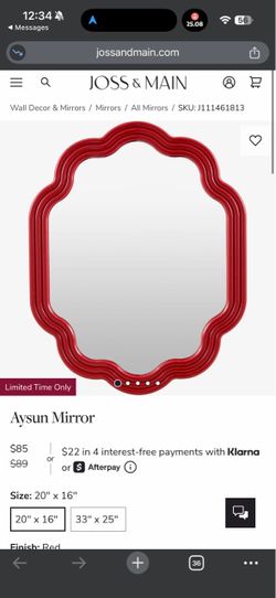Aysun Wall Mirror Red 20x16